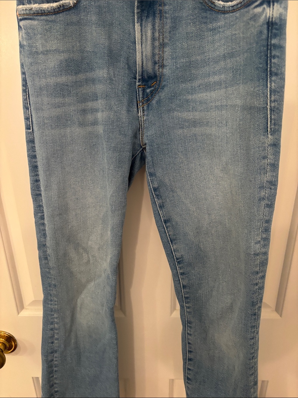 MOTHER Light Blue Cropped Frayed-Hem Jeans - Picture 3 of 12